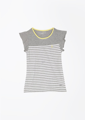 

People Girls Casual Cotton Top(Grey, Pack of 1, Grey rust