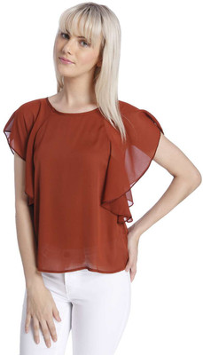 

Vero Moda Casual Kimono Sleeve Solid Women's Maroon Top, Henna