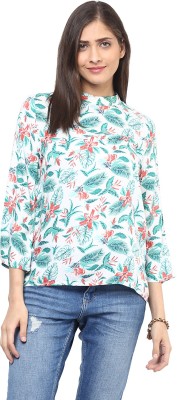 HARPA Casual 3/4 Sleeve, Full Sleeve Floral Print Women White Top