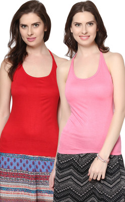 

Trend18 Casual Sleeveless Solid Women's Red, Pink Top, Pink;red
