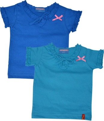 Clever Girls Casual Cotton Blend Top(Light Blue, Pack of 2)