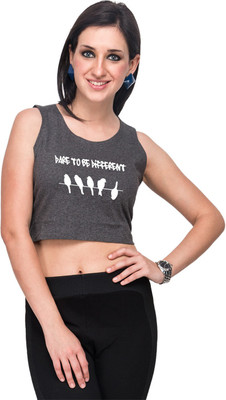 

Campus Sutra Casual Sleeveless Printed Women's Grey Top, Charcoal grey