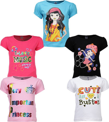 Gkidz Casual Cotton Top(Multicolor, Pack of 5