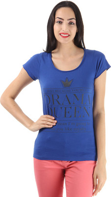 ONLY Casual Short Sleeve Printed Women Blue Top ONLY Casual Short Sleeve Printed Women Blue Top