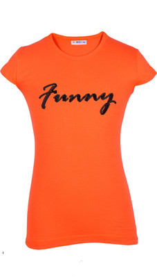 

Lil Orchids Girls Casual Cotton Top(Orange, Pack of 1, Coral