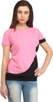 Cation Casual Short Sleeve Solid Women Pink Top