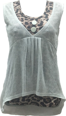 

Dovekie Casual Sleeveless Animal Print Women' White, Brown Top, Brown;white
