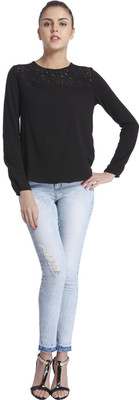 

Only Casual Full Sleeve Solid Women's Black Top