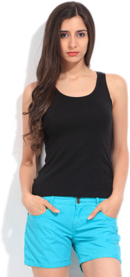 Jockey Casual Sleeveless Solid Women Black Top
