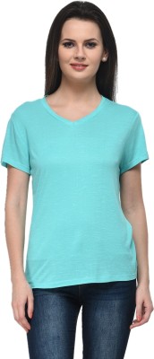 Frenchtrendz Casual Cap Sleeve Solid Women Blue Top