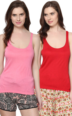 

Trend18 Casual Sleeveless Solid Women's Red, Pink Top, Pink;red