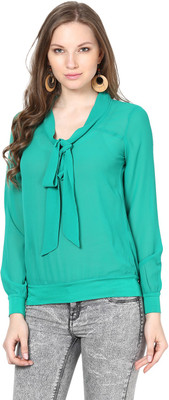 HARPA Casual Full Sleeve Solid Women Green Top