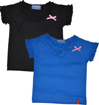 

Clever Casual Cotton Top(Blue, Pack of 2, Black & blue