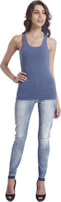 

Only Casual Sleeveless Solid Women's Blue Top, Vintage indigo