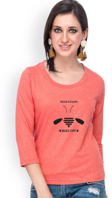 

Campus Sutra Casual 3/4th Sleeve Printed Women's Orange Top, Peach