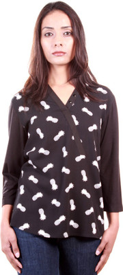 

AR2 Casual 3/4th Sleeve Printed Women's Black Top