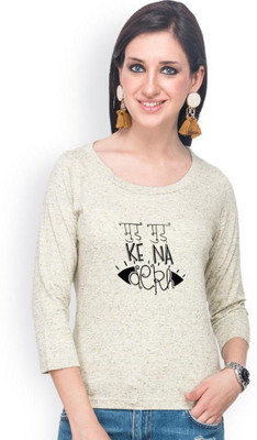 

Campus Sutra Casual 3/4th Sleeve Printed Women's Beige Top, Cre8me