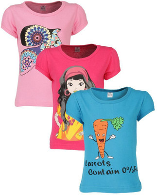 

Gkidz Casual Cotton Top(Multicolor, Pack of 3, Pink