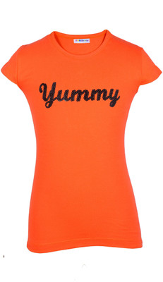 

Lil Orchids Girls Casual Cotton Top(Orange, Pack of 1, Coral