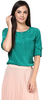 HARPA Casual Full Sleeve Solid Women Green Top