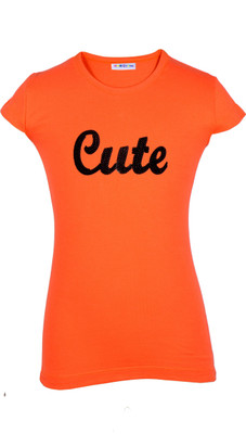 

Lil Orchids Girls Casual Cotton Top(Orange, Pack of 1, Coral