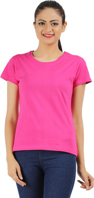 

Ap'pulse Casual Short Sleeve Solid Women's Pink Top, Dark pink