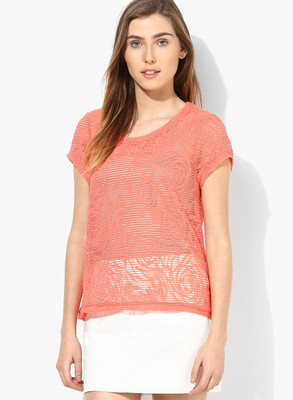 

Vero Moda Casual Short Sleeve Self Design Women's Pink Top, Porcelain rose