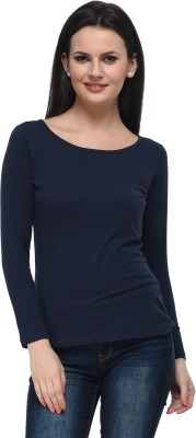 Frenchtrendz Casual Full Sleeve Solid Women Dark Blue Top