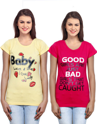 

IndiWeaves Casual Short Sleeve Printed Women's Yellow, Red Top(Size: XL), Red;yellow