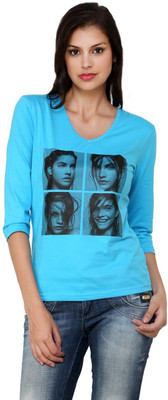 

Espresso Casual 3/4th Sleeve Printed Women's Blue Top, Aqua