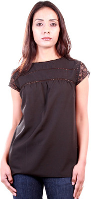 

AR2 Casual Cap Sleeve Solid Women's Grey Top, Charcoal grey
