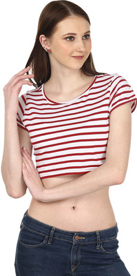 RUSE Casual Short Sleeve Solid Women White Top