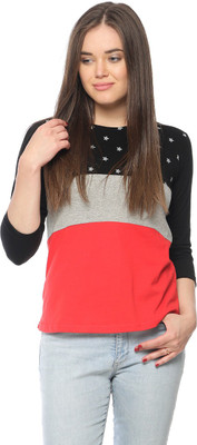 VVOGUISH Casual 3/4 Sleeve Printed Women Multicolor Top