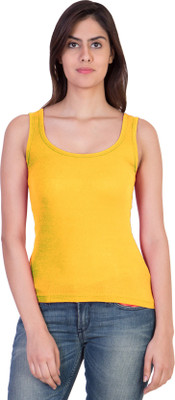 17.Hills Casual Sleeveless Solid Women Yellow Top