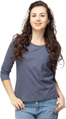 CAMPUS SUTRA Casual 3/4 Sleeve Solid Women Blue Top