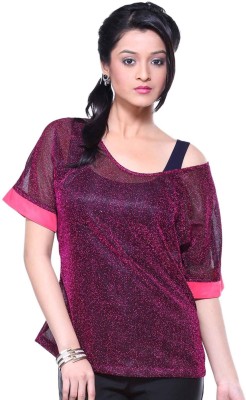 

Veakupia Casual Short Sleeve Printed Women's Pink Top