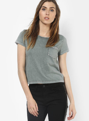 

Only Casual Short Sleeve Solid Women' Grey Top, Gunmetal