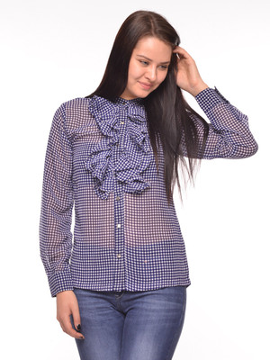 

Vvoguish Casual Full Sleeve Checkered Women's Blue Top, Blue1