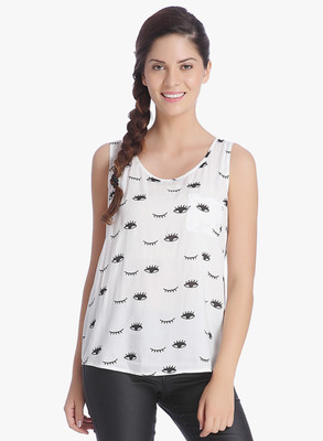 

Only Casual Sleeveless Printed Women's Red Top, Egret