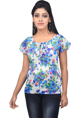 

Ssmitn Casual Short Sleeve Printed Women's Multicolor Top