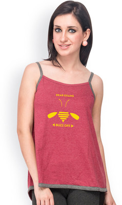 

Campus Sutra Casual Sleeveless Printed Women's Maroon, Grey Top, Charcoal grey;maroon