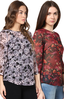 

Trend18 Casual 3/4th Sleeve Printed Women's Multicolor Top