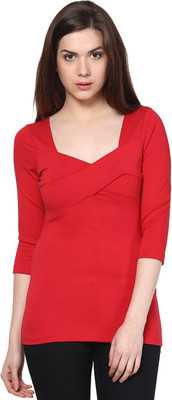 

Citrine Formal 3/4th Sleeve Solid Women's Red Top