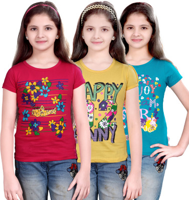 

Sini Mini Girls Casual Cotton Top(Multicolor, Pack of 3