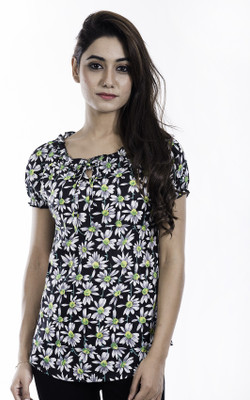 Amadore Casual Short Sleeve Floral Print Women Multicolor Top