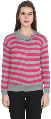 

TeeMoods Casual Full Sleeve Striped Women's Pink, Grey Top, Grey;pink