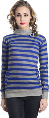TEEMOODS Casual Full Sleeve Striped Women Blue Top