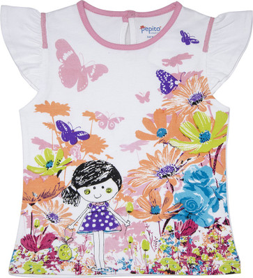 

Pepito Girls Party Cotton Top(White, Pack of 1