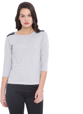 CAMPUS SUTRA Casual 3/4 Sleeve Striped Women White, Blue Top