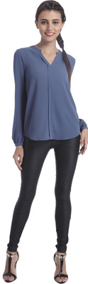 

Only Casual Full Sleeve Solid Women's Blue Top, Vintage indigo